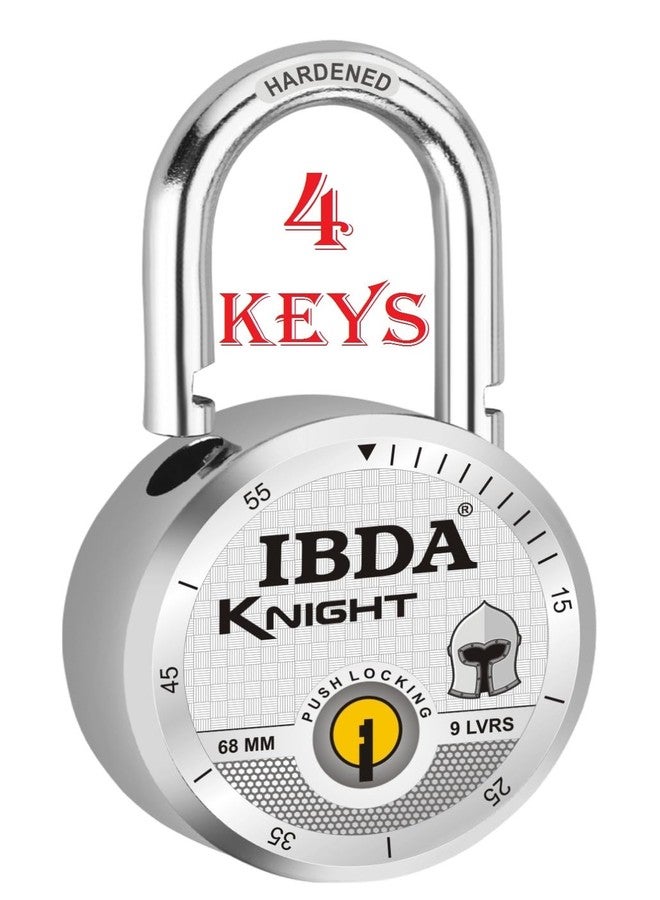IBDA Lock with 4 Keys | Lock with Multiple Keys | Lock and Keys | Push/auto Lock | High Security Steel Body | Lock for Home, Shutter, gate, Door, Shop, School, Flat, Warehouse (Bright Chrome Plated) - Image 1